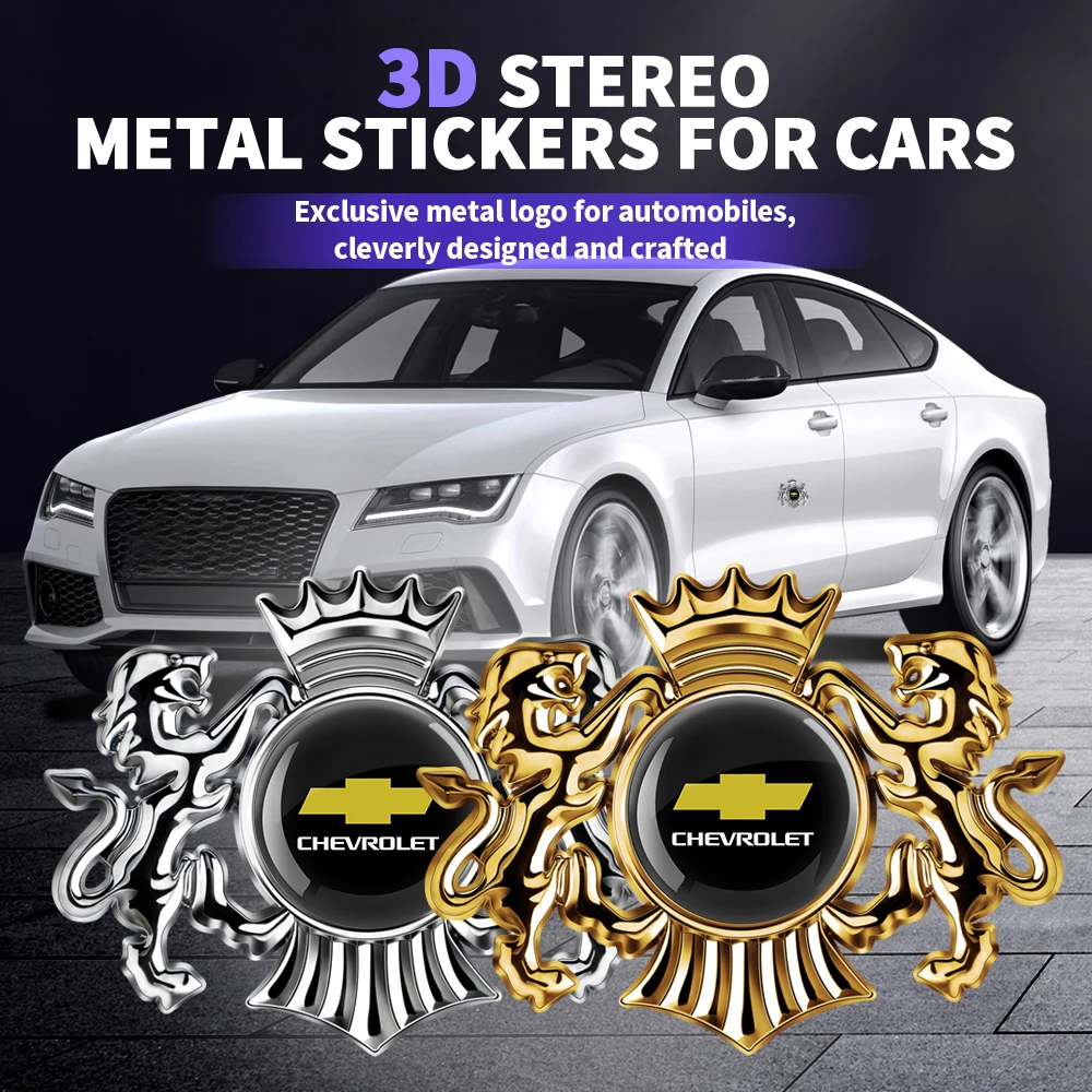 3D Metal Lion Crown Emblem Badge Car Stickers Decoration Accessories Decal For Chevrolet Trailblazer Suburban Traverse Colorado