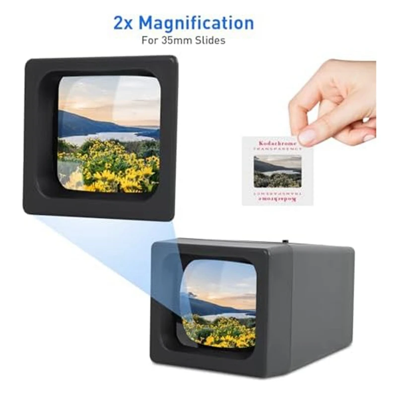 35Mm Slide And Film Viewer, Negative Viewer, Desktop LED Lighted Viewing, 2X Magnification Durable