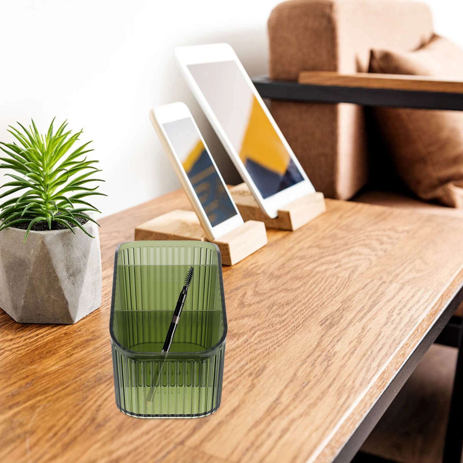 3段式メイクブラシオーガナイザーコンテナ、化粧品、アイライナー、鉛筆、ペン、デスクアクセサリー用の多層収納付き