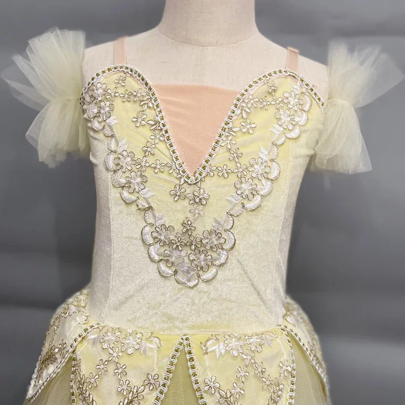 Vestido de Ballet amarillo para niñas, falda de Ballet, vestido largo de baile para niños y mujeres, trajes de bailarina, faldas de danza del vientre