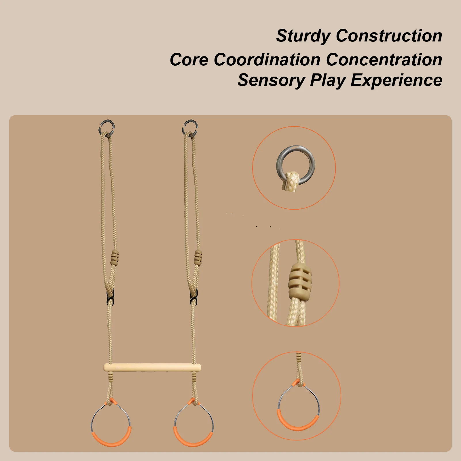 Swing Sets Ring for Backyard Sensory Play Monkey Obstacle Course Balance Game Playground Equipment for Yard Backyard Garden Tree