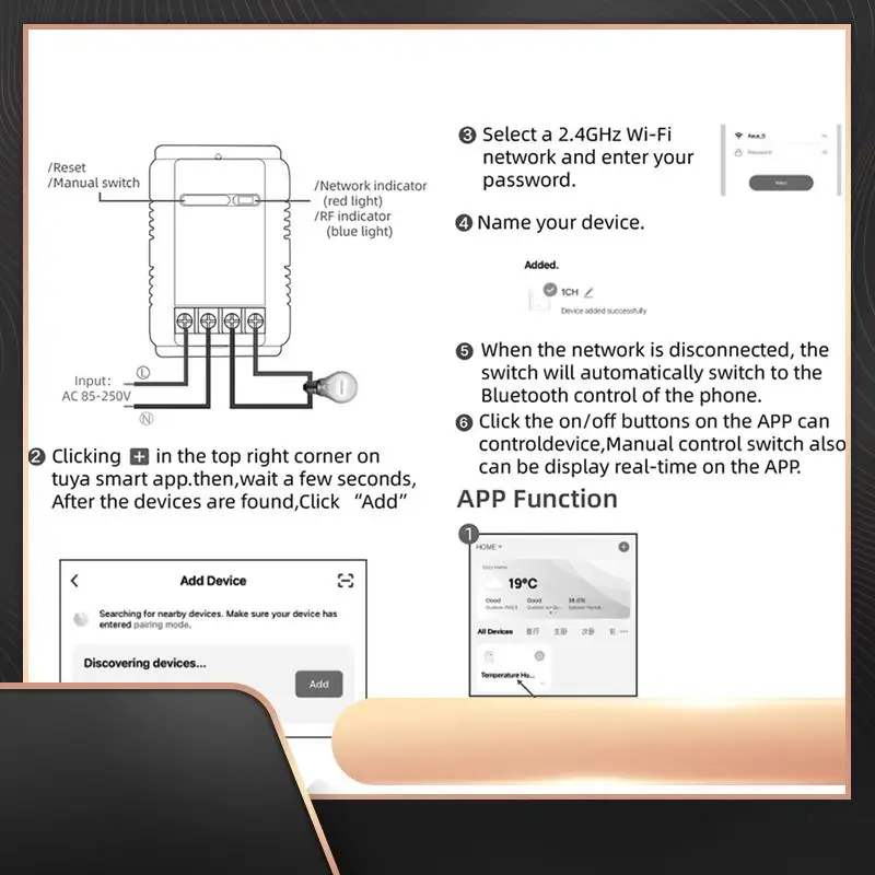 

Tuya Smart Wifi Switch 3000W 16A 94X57x32mm Wireless Thermostat Temperature And Humidity Monitoring