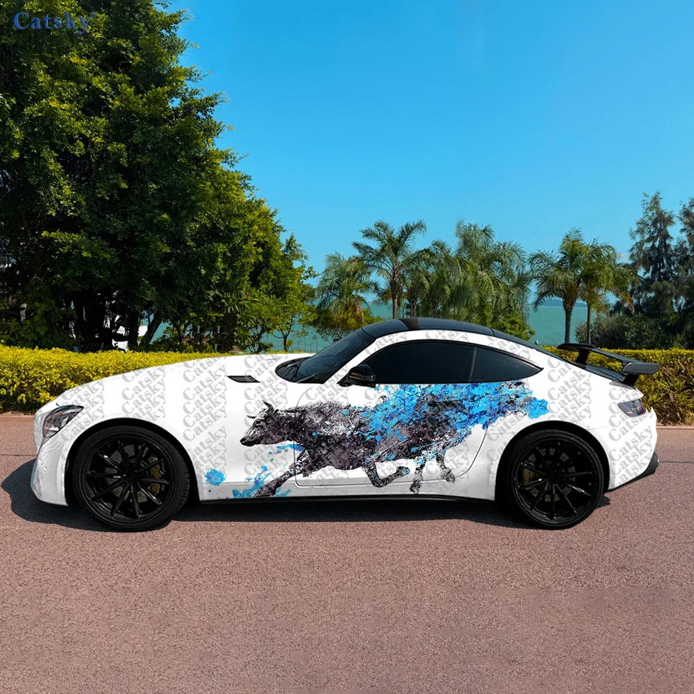 Autumn Red Maple Bull Car Side Sticker Decoration,PVC Waterproof Scratch Resistant Decal,Car Protect,Auto Accessories Gift
