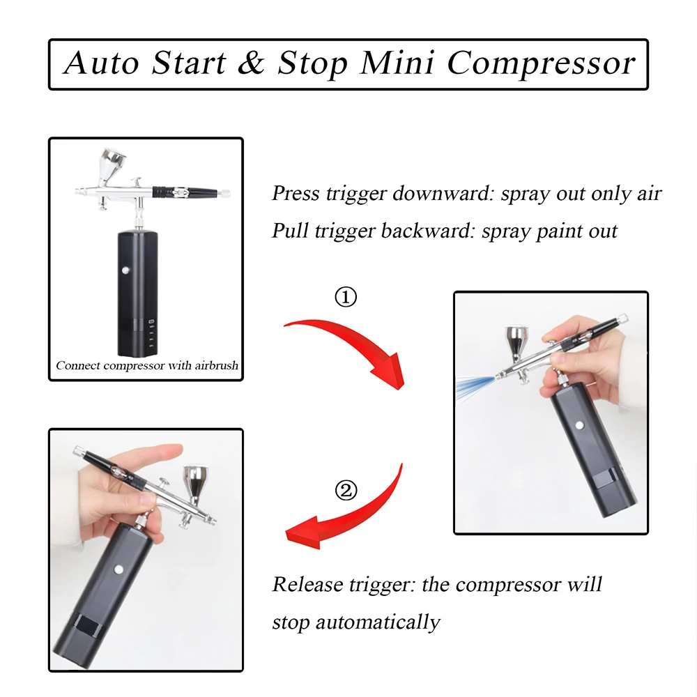 HHC New Portable Rechargeable Cordless Airbrush Kit tattoo paint makeup nail Spray Gun Pen Air Brush paint