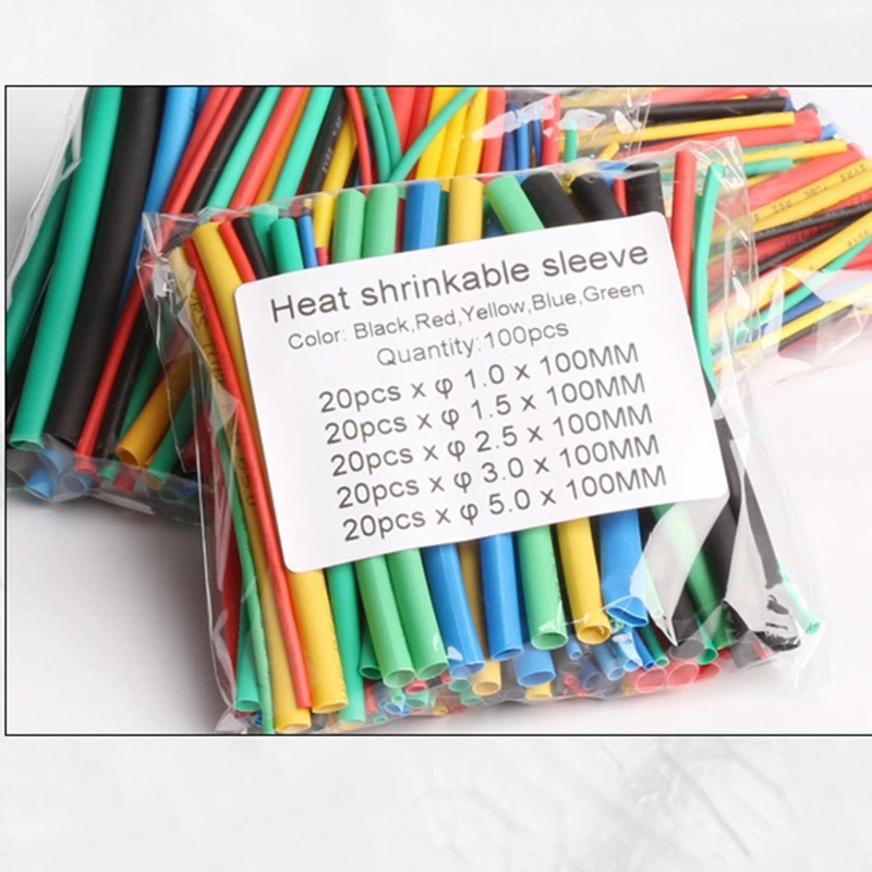 100 Pcs Electric Insulation Heat Shrink Tube Wire Shrink Wrap Assortment Kit Eco-Friendly Material Easy to Use 5 Sizes