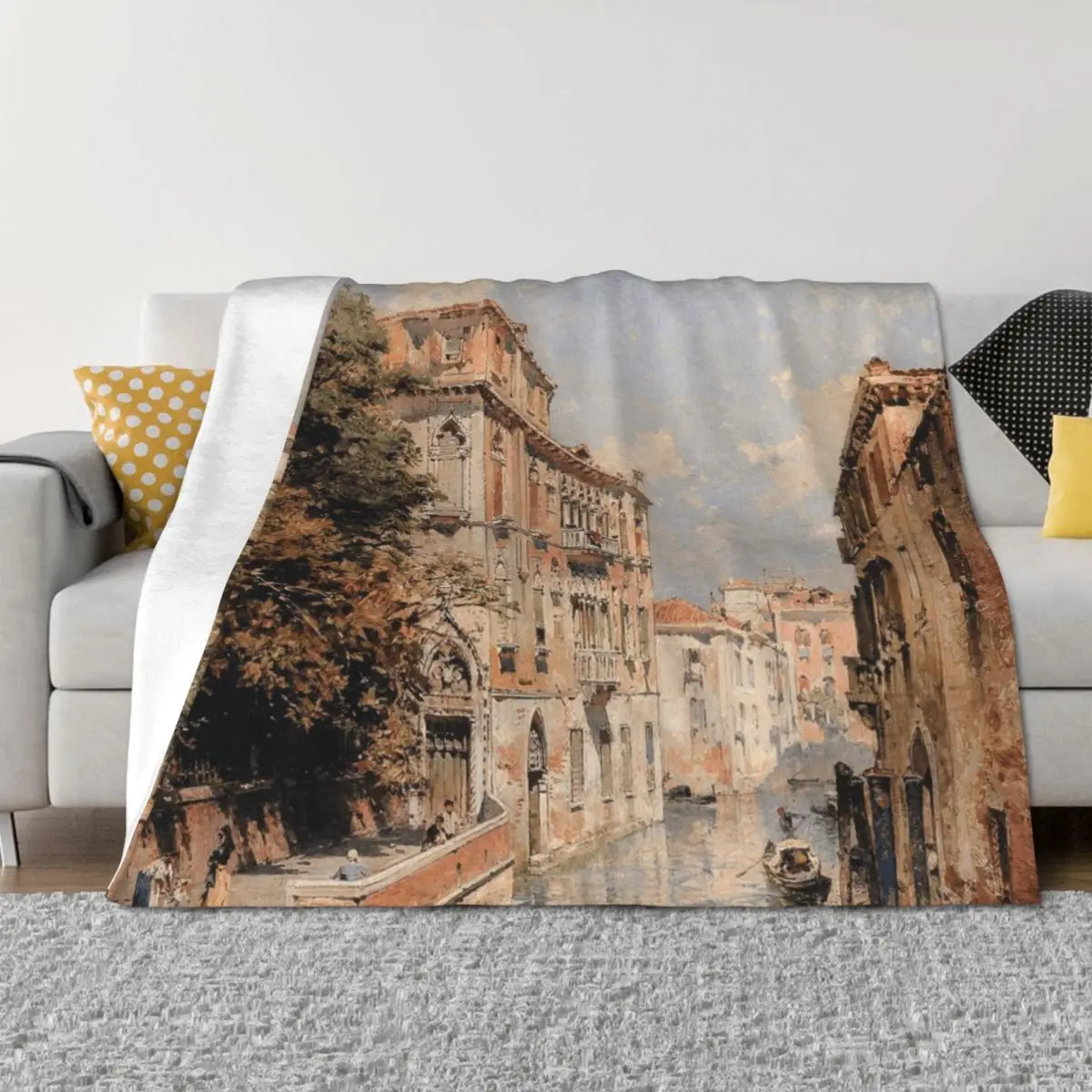 

A View in Venice, Rio S. Marina - Franz Richard Unterberger Throw Blanket christmas decoration Shaggy Loose Blankets