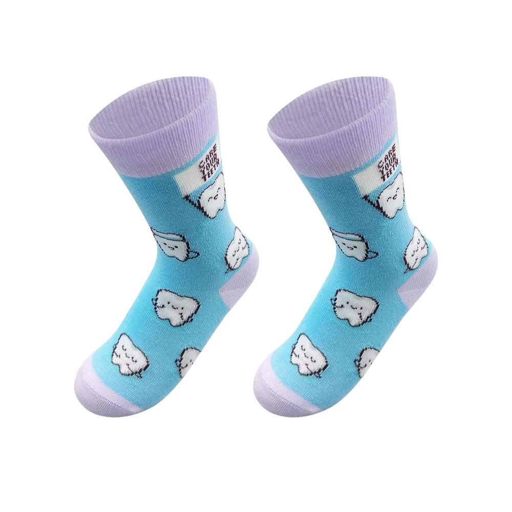 1Pair Dental Teeth shape Sock Fashion Cotton Socks Spring Summer Breathable Stockings Tooth Pattern Socks Dentistry Gifts