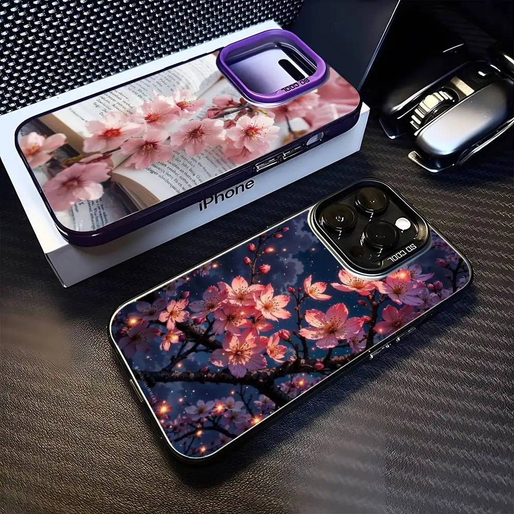 

Beauty Peach Blossom Phone Case For iPhone 16,15,14,13,12,11,Mini,Pro,MAX Purple Matte Shockproof Cover