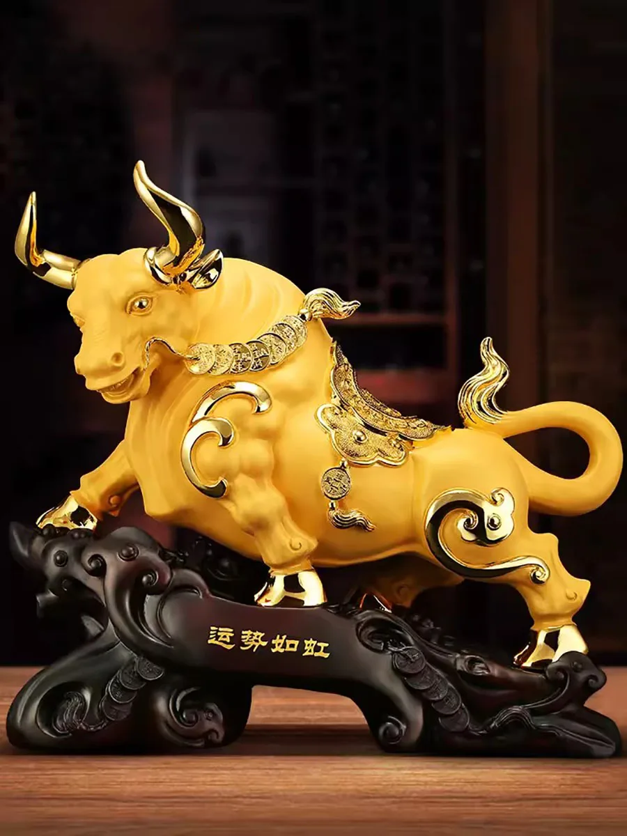 

Wall Street Bull Decorative Statue, Resin Sculpture, Lucky Bull Ornament, Domineering Home, Living Room, Bedroom Decoration Craf