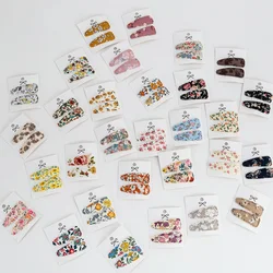 120pcs New Basic Snap Baby Hair Drop Clips Cotton Floral Printed Hair Clamp Pins Hair pins BB Barrettes Kid Girls Headwear Bulk