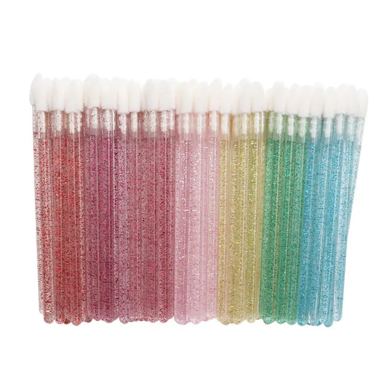 50Pcs Disposable Eyelash Makeups Brushes Lashes Extension Mascara Wands Applicators Crystal Handle Cosmetic Lip Brush