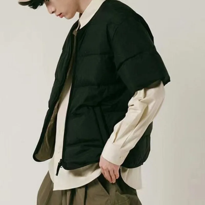 اليابانية زوجين قصيرة الأكمام القطن وسادة مبطنة لخريف شتاء جديد دافئ ياقة سستة سترة سترات الرجال ملابس خارجية عصرية #4