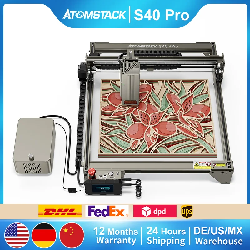 ATOMSTACK S40 A40 Pro 210W Laser Engraving Cutting Machine with F60 Air Assis Tank Chain Laser Output 48W CNC Engraving DIY