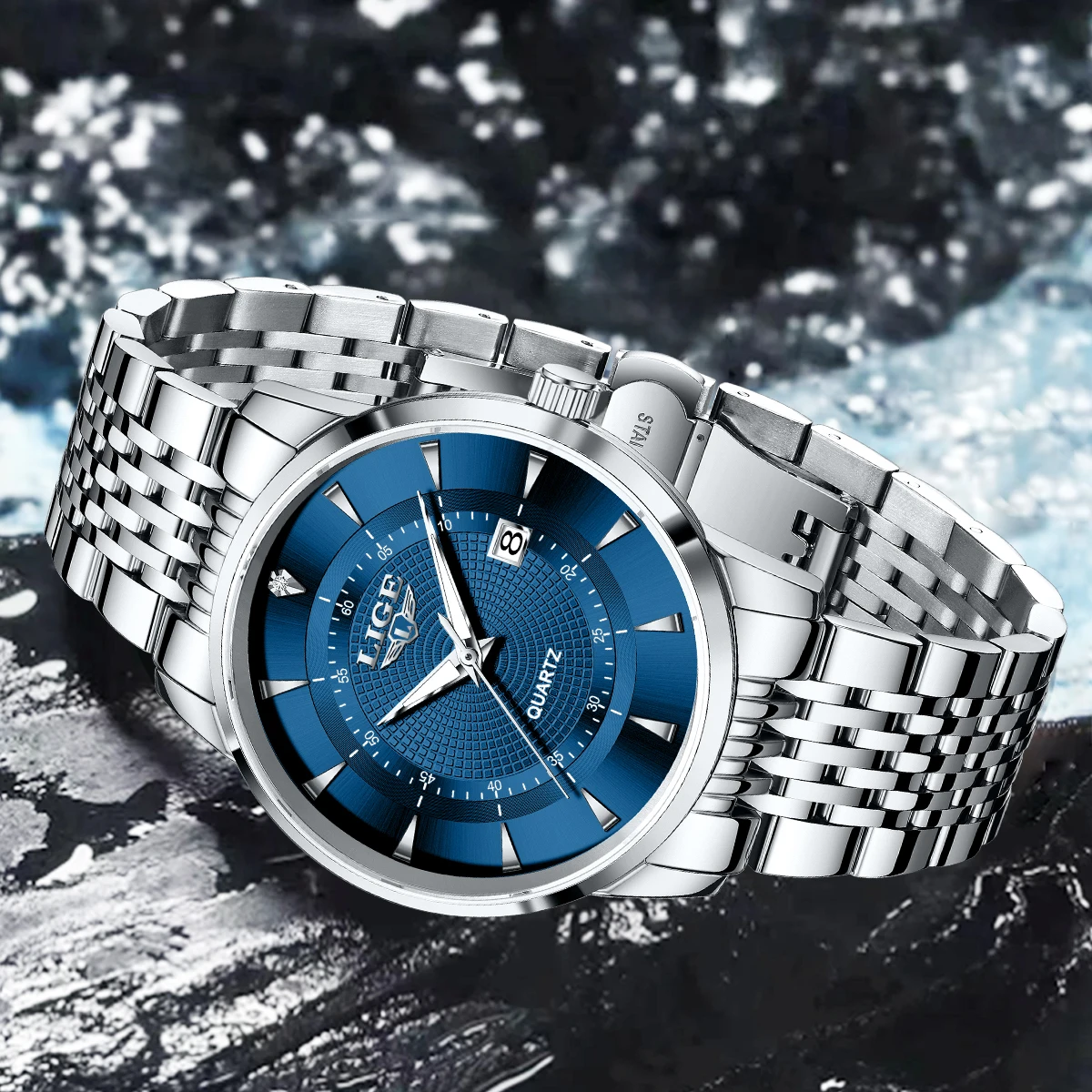 LIGE موضة ساعات رجالية مقاوم للماء مضيئة الرجال الساعات الرياضية ساعة التقويم الفاخرة كوارتز ساعة يد رجالي reloj hommes + BOX