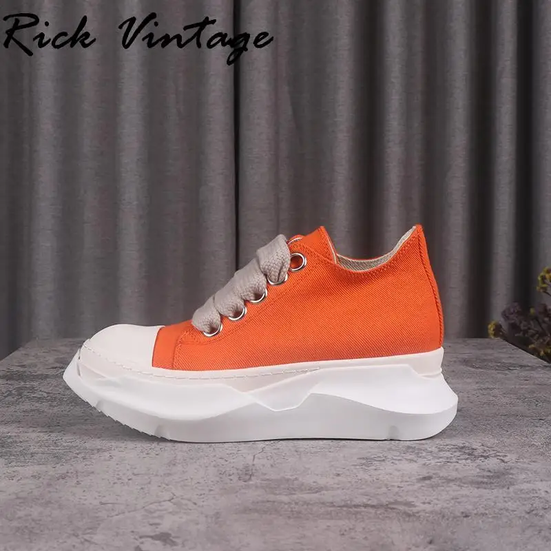 Rick Vintage buty główna ulica dla mężczyzn moda nowa platforma trampki kobiety oryginalne buty designerski płócienny grube sznurowadła Sneaker