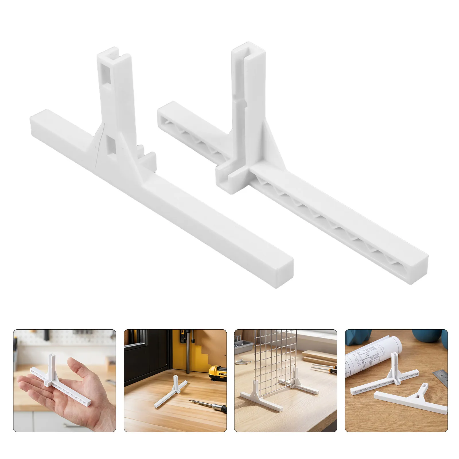 4Pcs Wire Grid Support Base Plastic T Shaped Legs Panel Holder for Desk Kitchen Bathroom Storage Organizer
