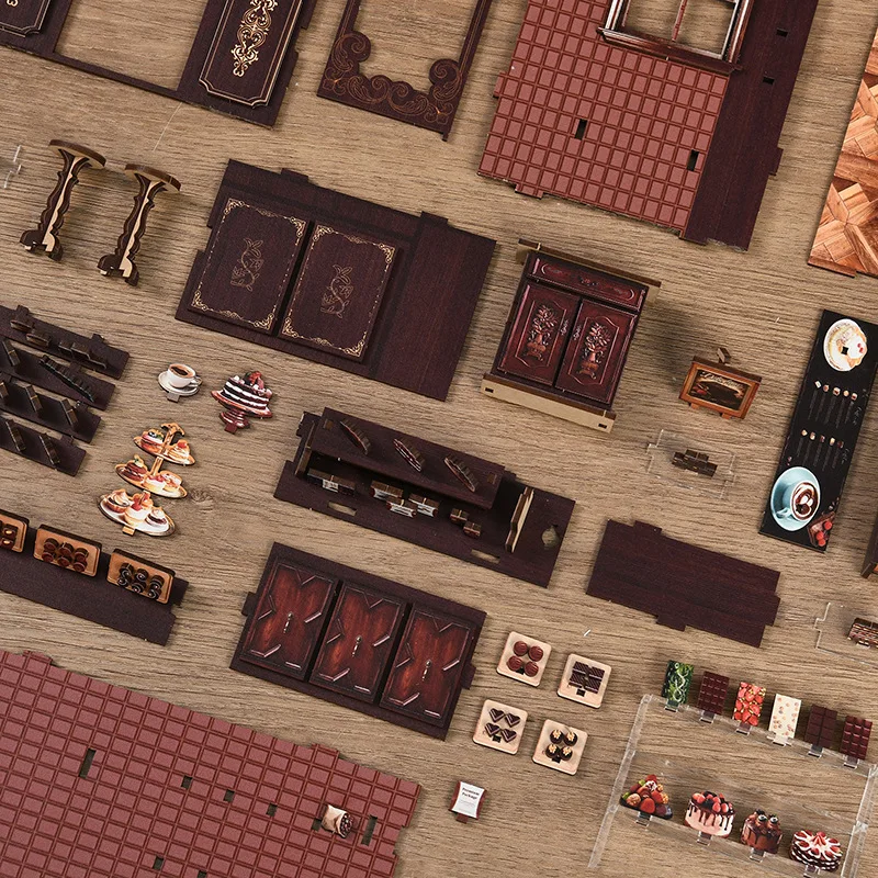 신상품 '스위트 챕터' DIY 북 누크 키트 - 3D 나무 퍼즐 미니 하우스, 가구가 포함된 수제 조립 북엔드 홈 데코