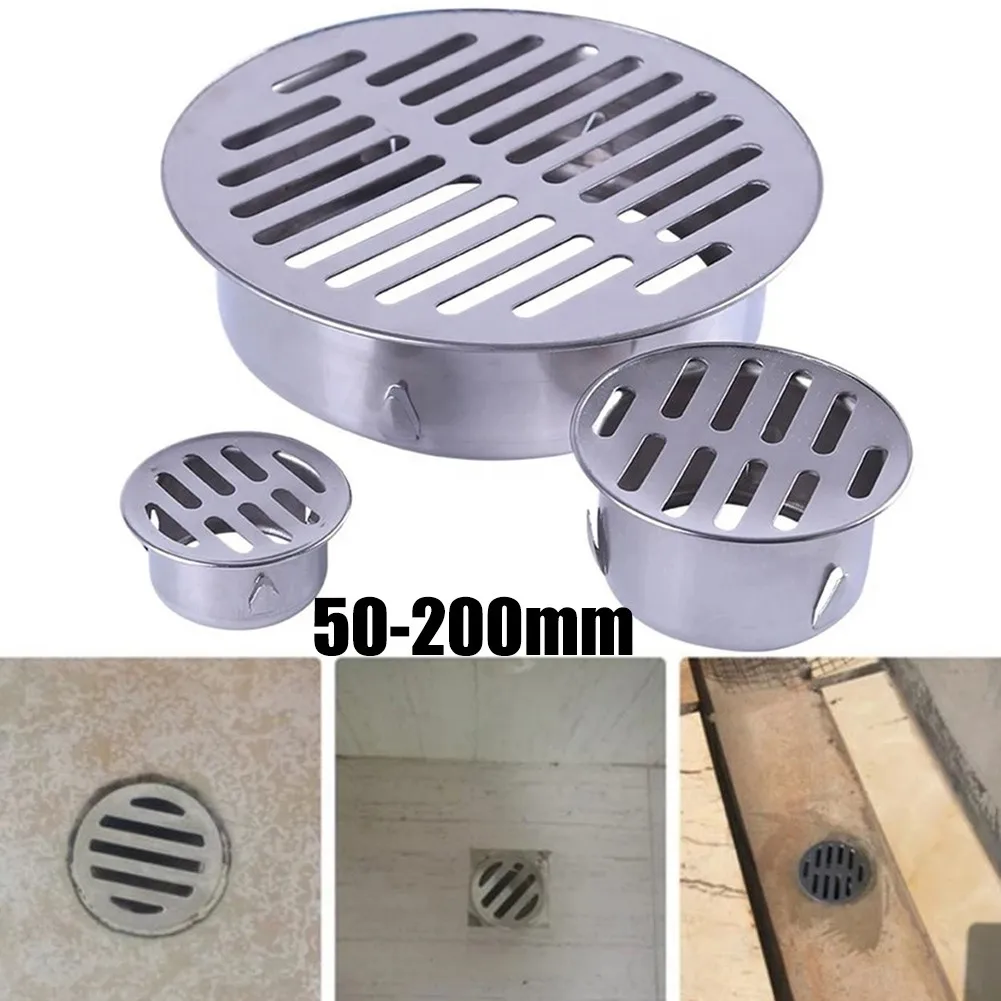 1pc Floor Drain 50-200mm Stainless Steel Balcony Drainage Roof Round Floor Drain Cover Rain Pipe Cap PVC Drain Pipe Floor Drain