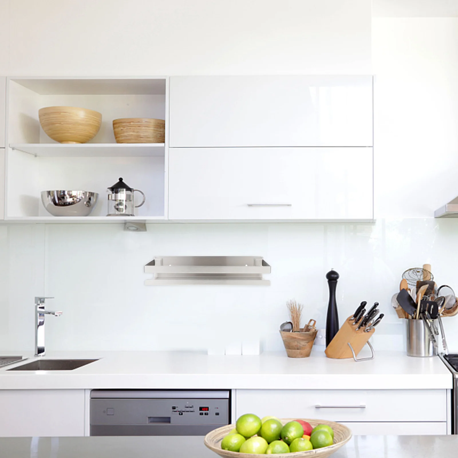 

Stainless Steel Storage Wall Mounted Spice Rack For Kitchen Home Bathroom Rectangular Metal Shelf For Bottles Jars Tubes