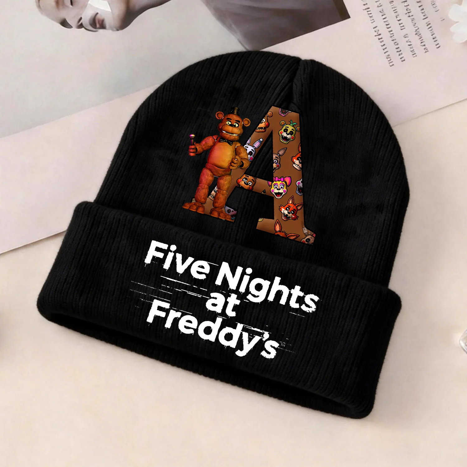 

Fnafs Knitted Hat Children Five Nights At Freddys Letter Hat Boys Girl Cartoon Knitted Cap Kawaii Ornament Skullies Beanies Gift