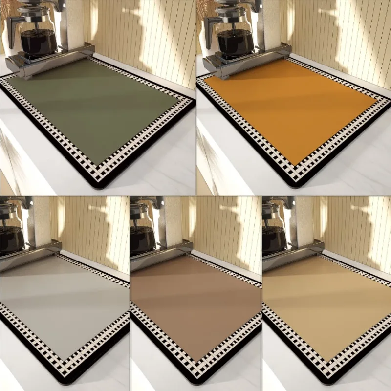 Linear Checkered Print Decor Coffee Machines Stain-resistant Placemat Kitchen Tableware Anti-slip Drain Pads Mul-size Home Decor