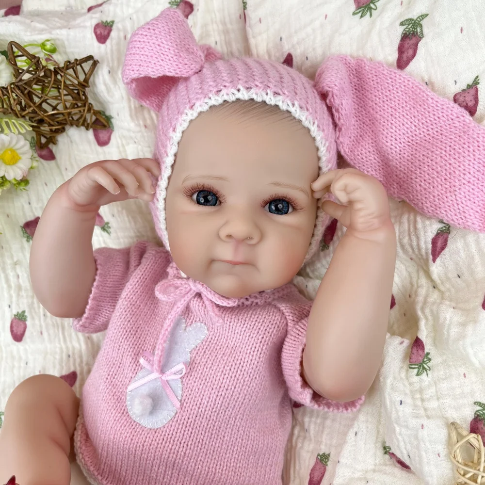 AONPENG 18 Inch Full Vinyl Body Reborn Baby Doll 45 CM Handmade Fashion Reusable Toy for Kids Birthday Bathe Play House Gift