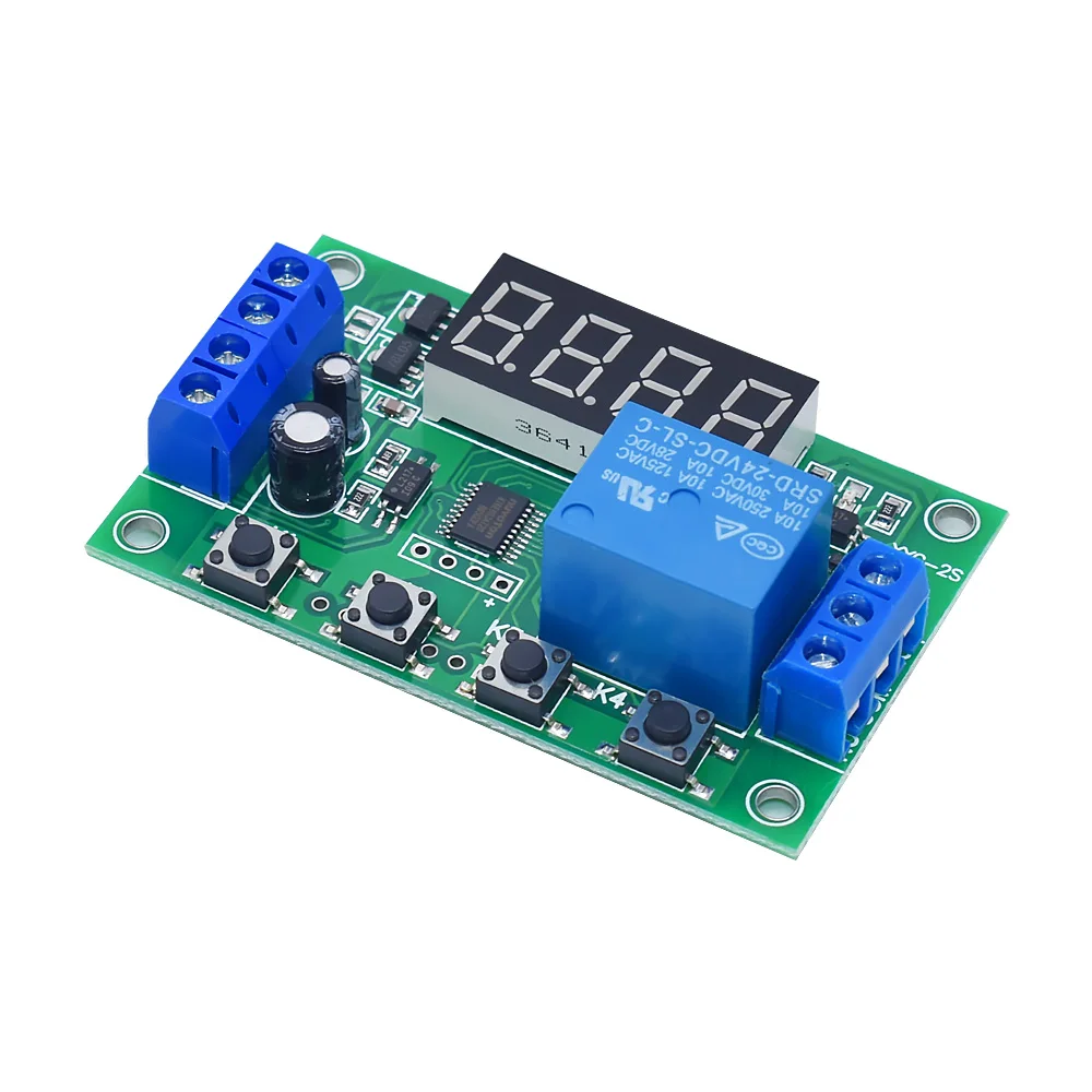 YYC-2S จอแสดงผล LED ปรับโปรแกรมหน่วงเวลาโมดูลรีเลย์ 5V12V24V เวลาคงที่ decoupling PULSE CYCLE Power off Trigger