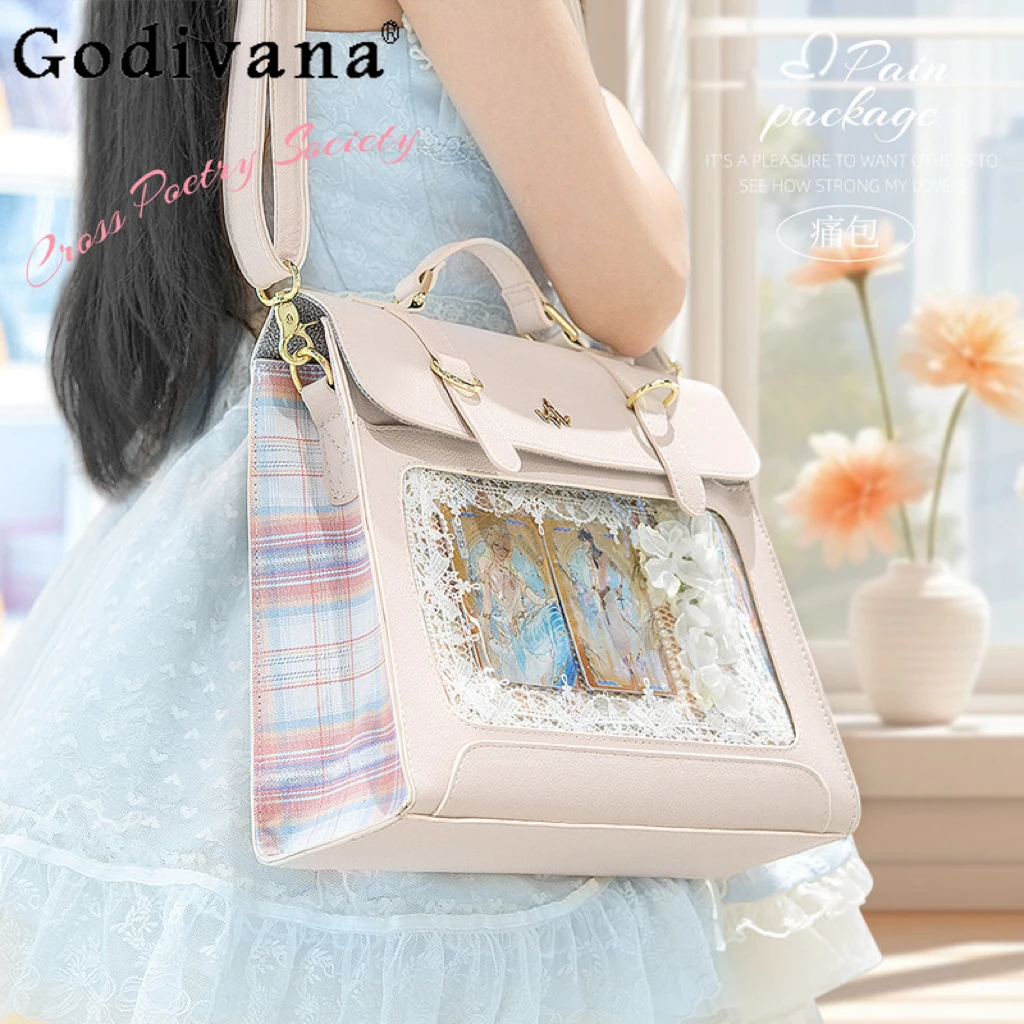 College Style Japanese Original Lolita Plaid Pain Bag Small Capacity Daily Commuter Student Versatile JK Uniform Messenger Bag