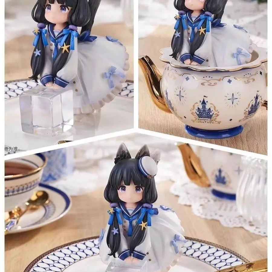 16CM Anime thé temps chats vache chat Figure Animal humanoïde chaton chat fille modèle jouet poupée Aciton photo décoration PVC