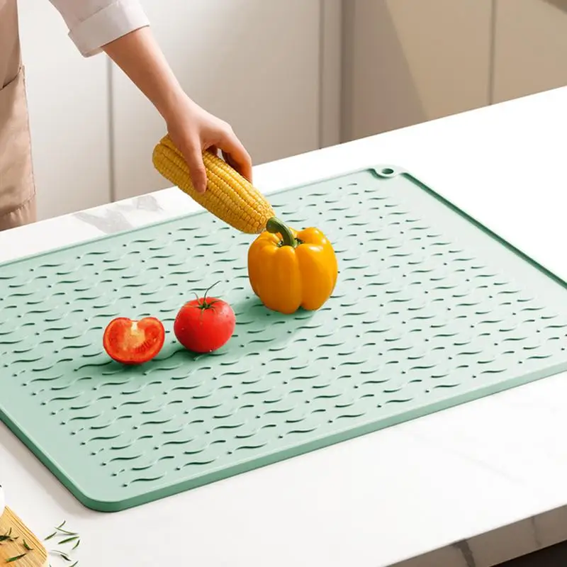 40 x 30cm Silicone Dish Drying Mat Heat Resistant Foldable Non-Slip Dish Draining Mat Kitchen Countertop Drip Tray Sink Pad