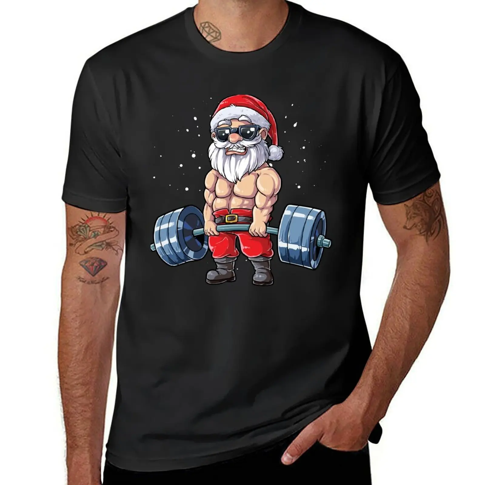 

Fitness Christmas shirt Santa Deadlift Gym Xmas Men Gifts T-Shirt kawaii clothes Blouse big and tall t shirts for men