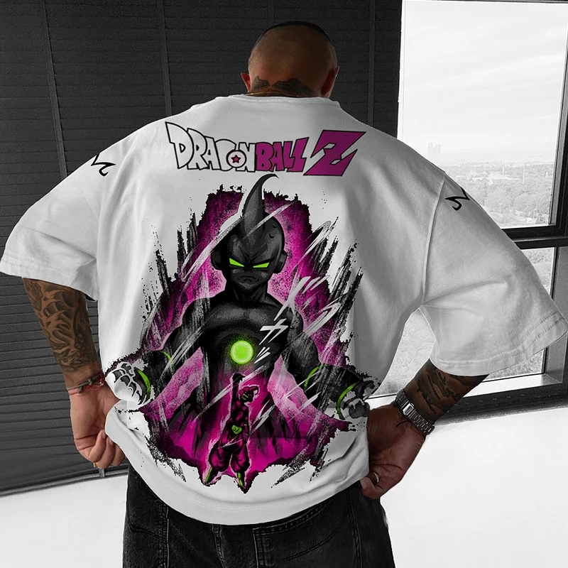 

Dragon Ball Joint Magic Man Buou Printing American High Street Heavy Cotton Men's and Women's Short Sleeves Summer Trend Brand