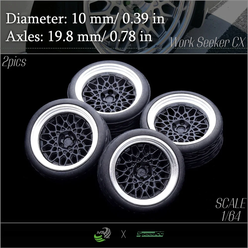 Speedcg 1/64  Metal Outer Ring Wheels Diameter 10mm&11mm with Rubber Tires Miniature Parts Modified Kit Luxury Diecast Model Car