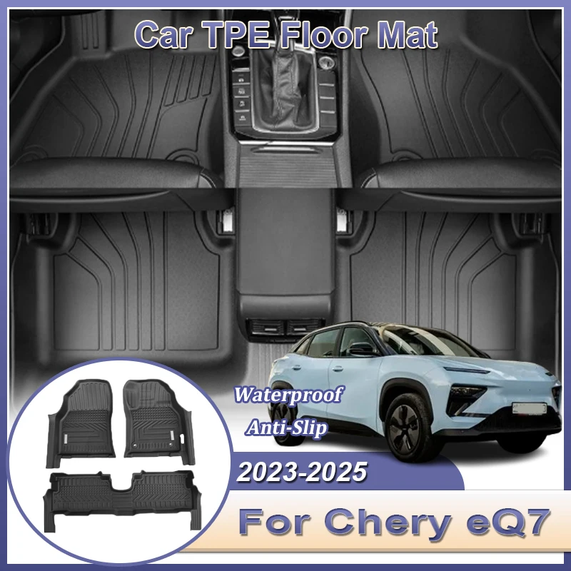 

LHD для Chery eQ7 2023 2024 2025 5 местных ковриков из ТПЭ, грузовой коврик для ног, авто поднос, водонепроницаемые ковры, детали, внутренние автомобильные аксессуары