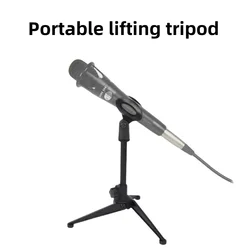 Universal Microphone Stand Desktop Tripod Mini Portable Table Stand Adjustable Mic Clip Holder Bracket Lightweight Bracket