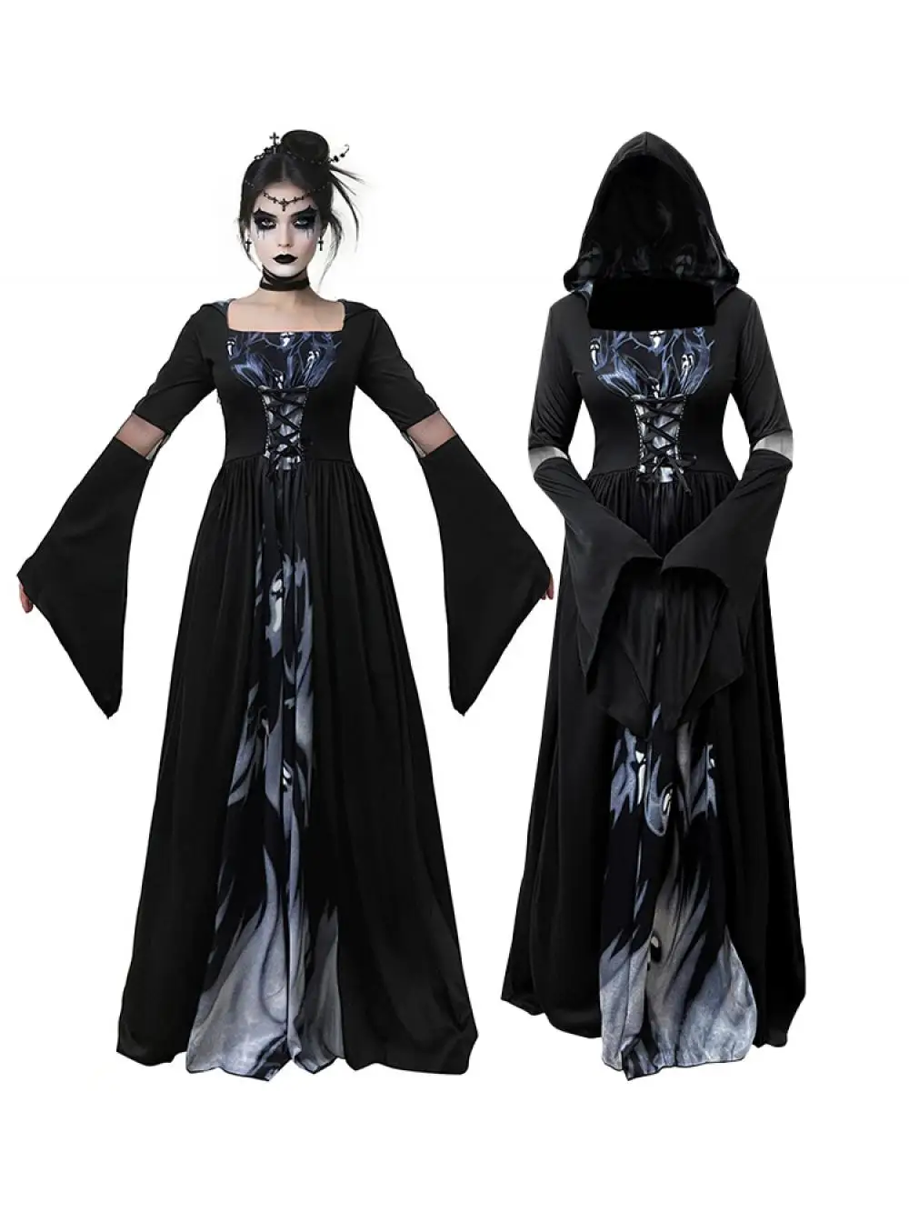 Robe Longue Sorcière Vampire à Capuche – photo 5