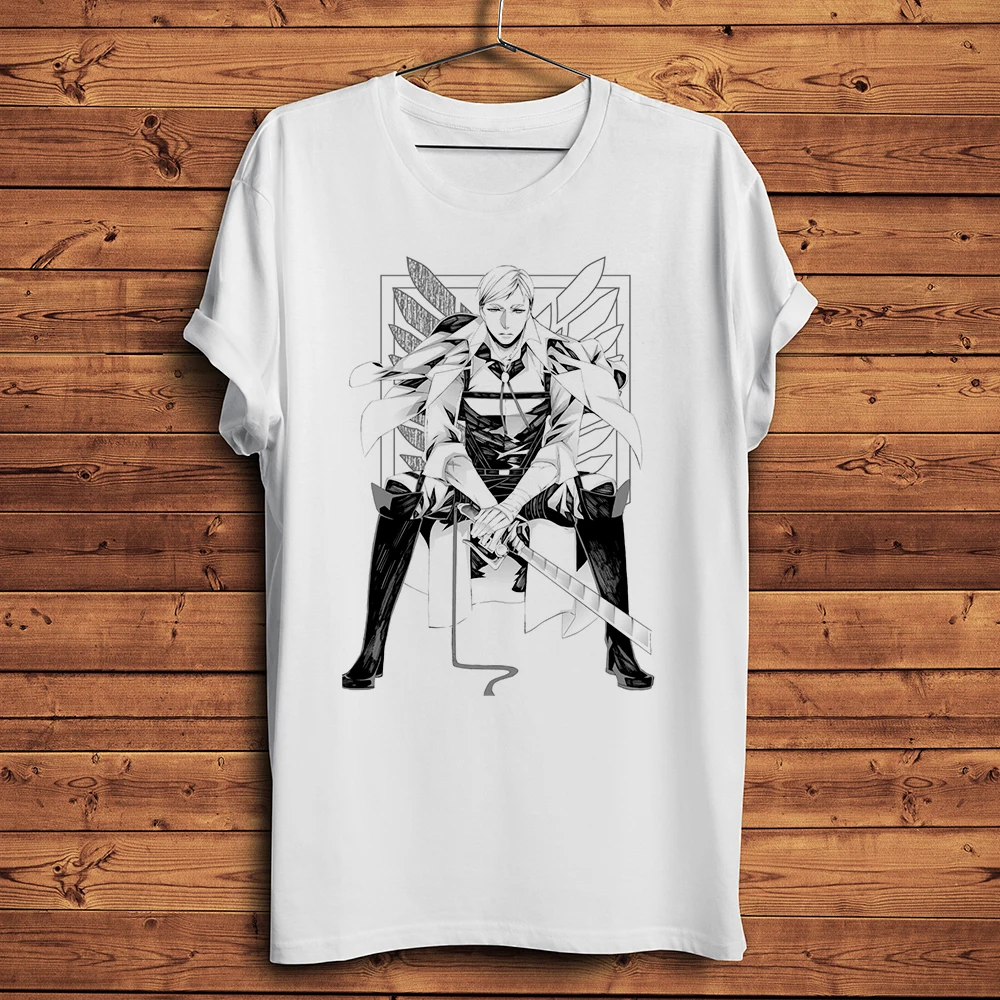 attack titan Erwin Smith anime Funny AOT Manga T Shirt Men homme daily Short TShirt Unisex Streetwear Shingeki no Kyojin tee