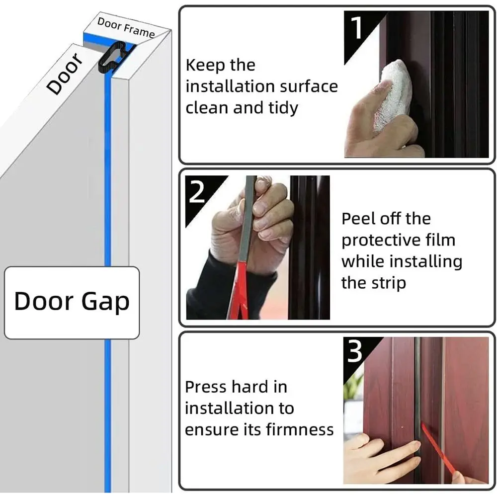 

Windproof 6 Meters Self-adhesive Sealing Strip I Type Weather Stripping Doors Insulation Tape Window Door