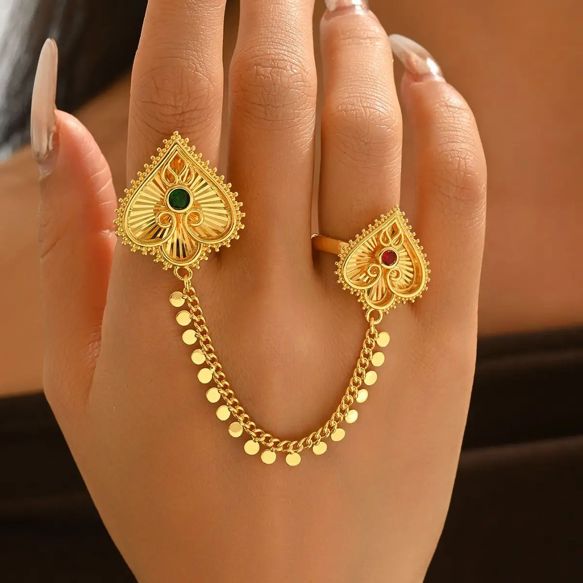 

New Fashionable High end Dubai 24K Gold Plated Ring Exquisite Wedding Party Jewelry for Lovers 666
