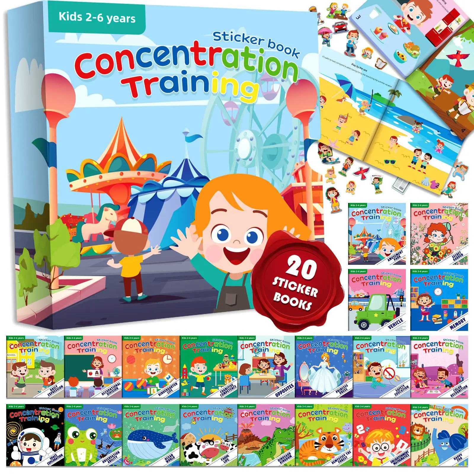 Cognitive Game Kawaii Sticker Book Educational DIY Hand-on Puzzle Cartoon Animals Life Skill Learning Toddler Toys For Kids