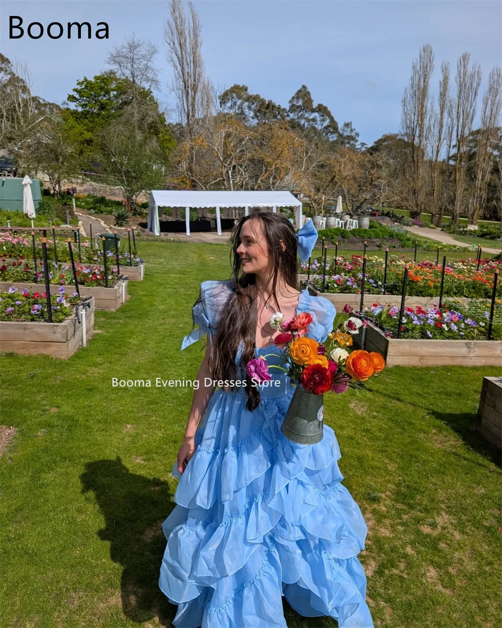 Booma A-lijn Klassieke Bule Avondjurken Formele Partij Jassen voor Vrouwen Lange Plooi Elegante Prom Gown Aanpassen 2025