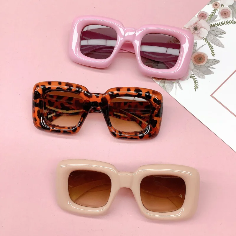Candy Color Square Kids Y2k Eyeglasses Fashion Anti-blue Light Inflatable Thick Computer Glasses Frame Boys Girls Retro Shades