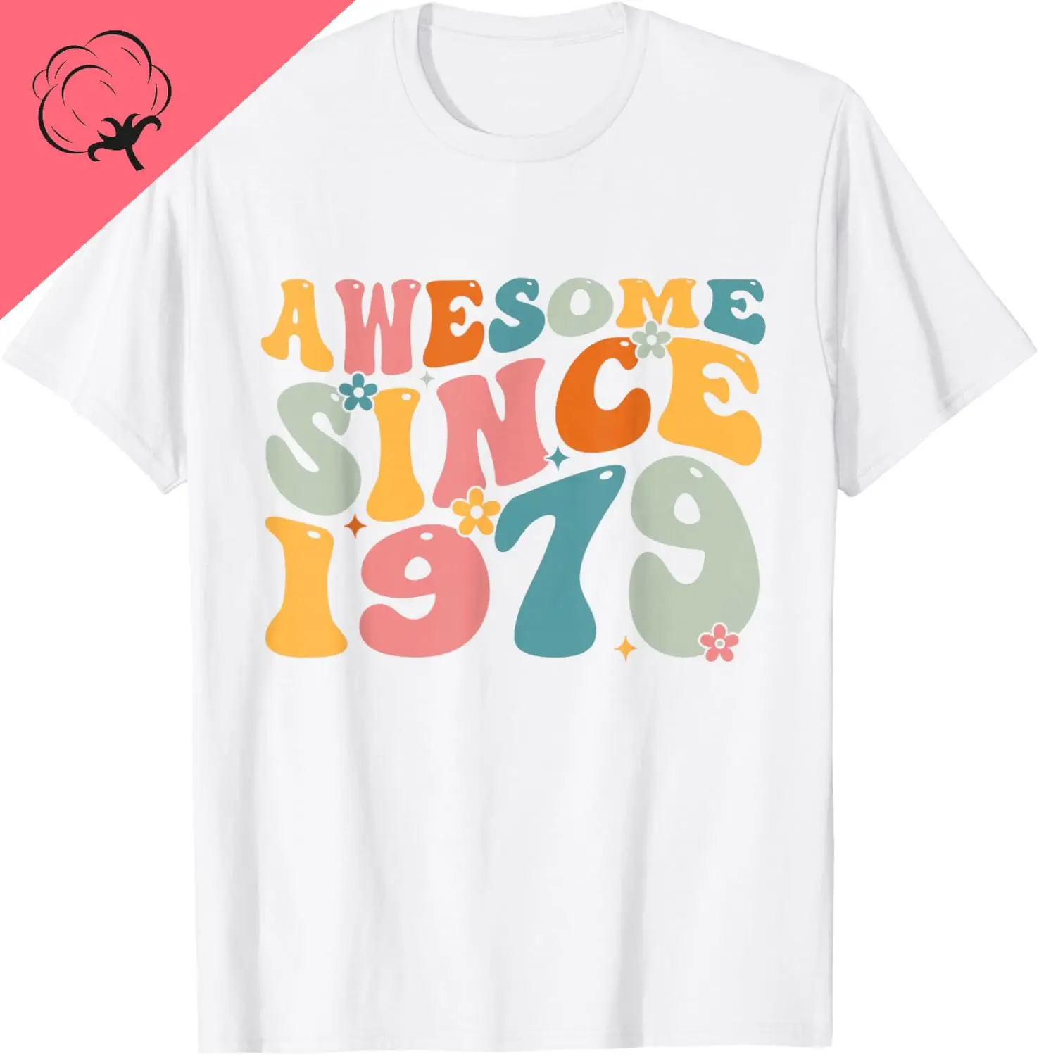 Awesome Since 1979 Birthday Retro Groovy T-Shirt Couple Kawayi Streetwear Clothing Cotton Printed T-shirt Ropa Hombre