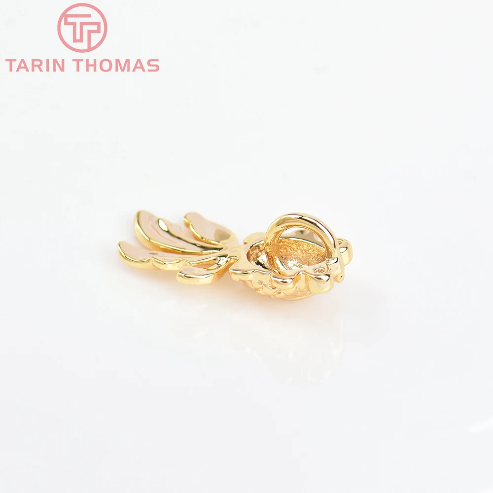 (503)10PCS 9x17MM 24K Gold Color Plated Brass Goldfish Charms Pendants High Quality Diy Jewelry Findings Accessories wholesale