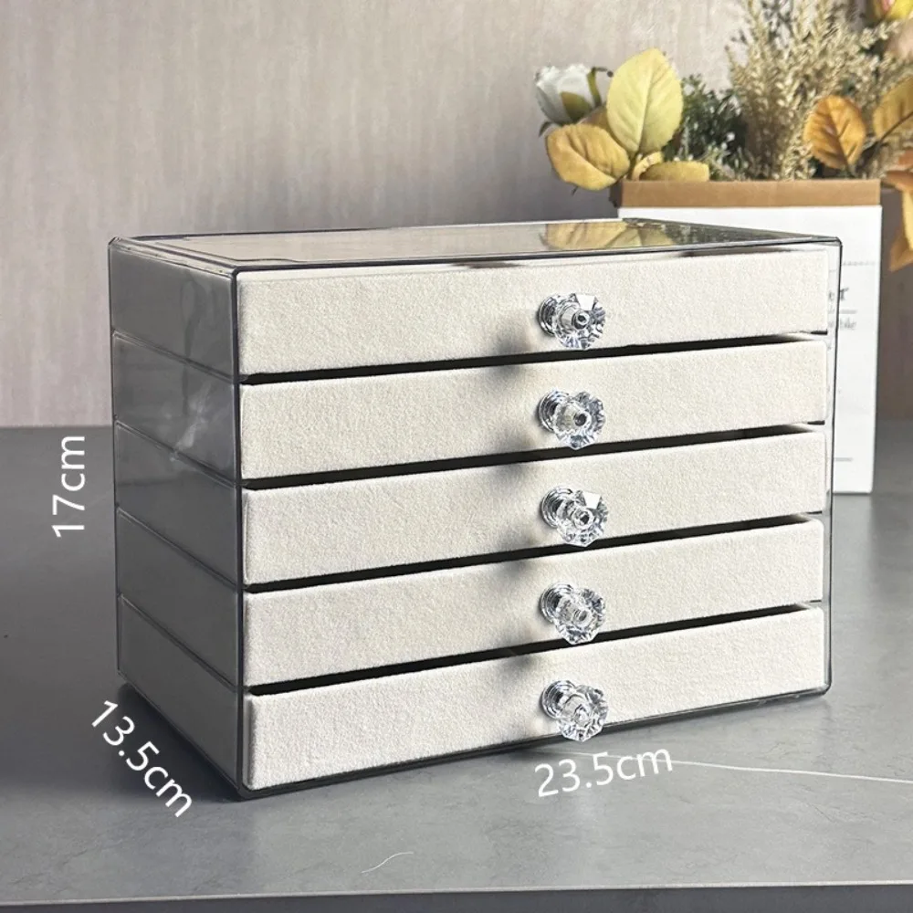 Baru tempat penyimpanan perhiasan dapat diatur 5 lapis laci anting akrilik Organizer Stackable beludru nampan jelas Stand Holder Tray