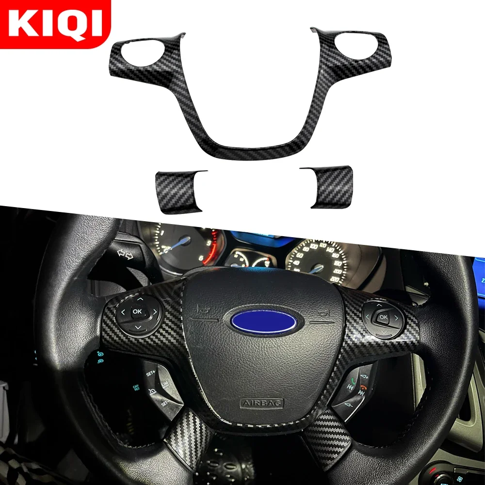 KIQI for Ford C-MAX Cmax 2011-2017 Grand C-Max 2011-2014  Accessories Car Styling Steering Wheel Trim Cover Sticker Decoration