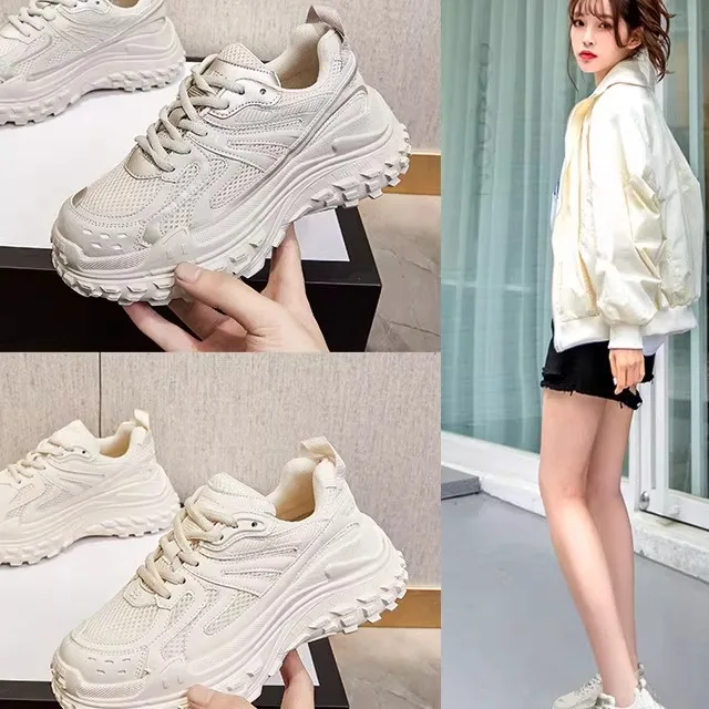 

Women's Dad Shoes Real Leather Vintage Style Tank Thick Bottom Breathable Casual Sporty Trendy Low Cut Lace up Sneakers
