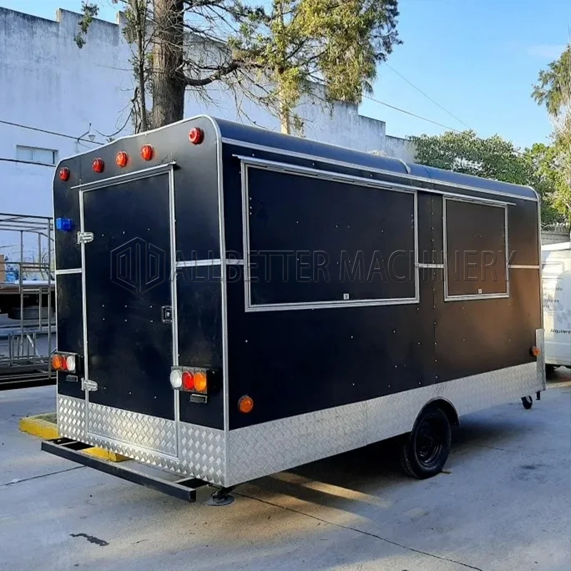 Mobile 16 ft Food Trailers Fully Equipped Prefab Container Restaurant Food Truck Taco Cart Coffee Bar Pizza Bbq Kiosk for Sale