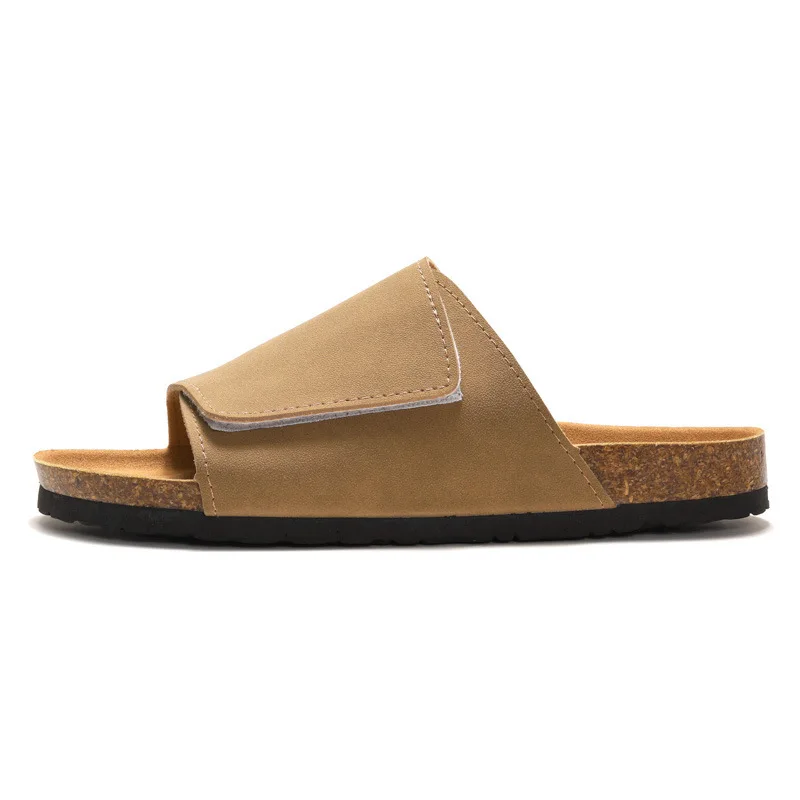 

Men Cork Slippers Flip Flops Students Double Strap Beach Shoes Beach Flip Flops Suede Leather Sandals Men Cork Sandals Slippers
