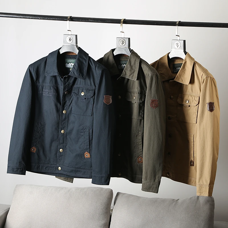 

Heavyweight Men's Workwear Jaet with Large kets And Collar Autumn Winter Faion Urban Sle Stand Fit Long Sve Coat
